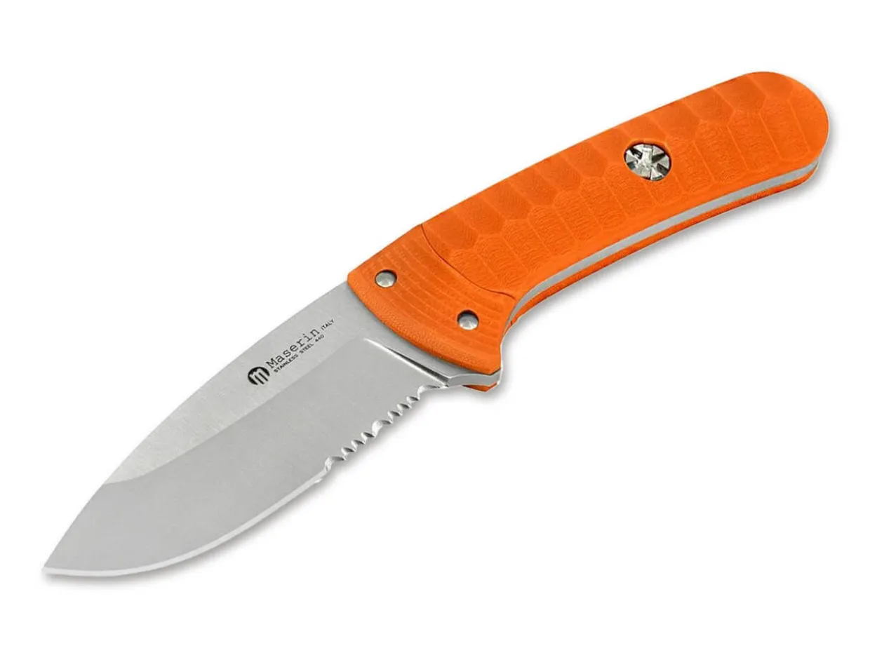 Sax Knife G10 Orange Saw Blade